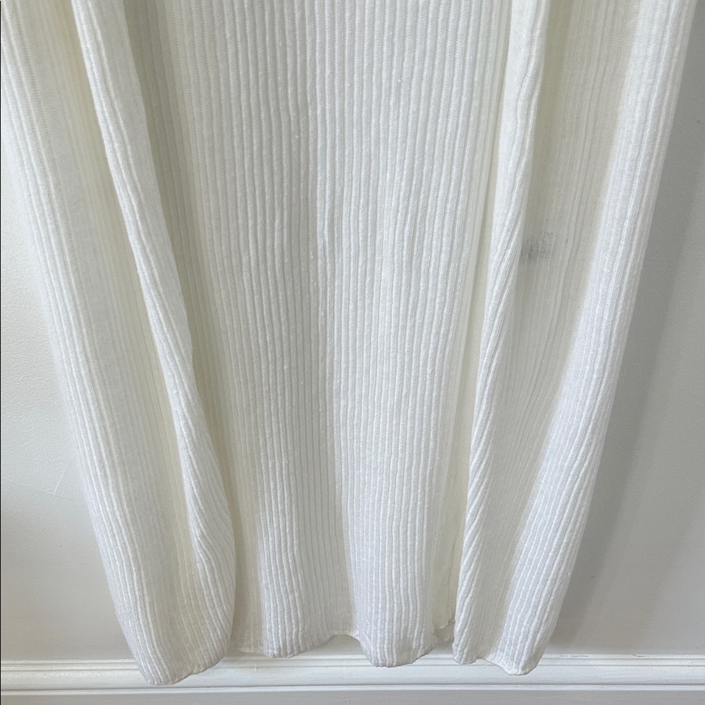 Tahari Sweater Women’s M White Linen Open Front Duster Romantic Feminine - Picture 4 of 16